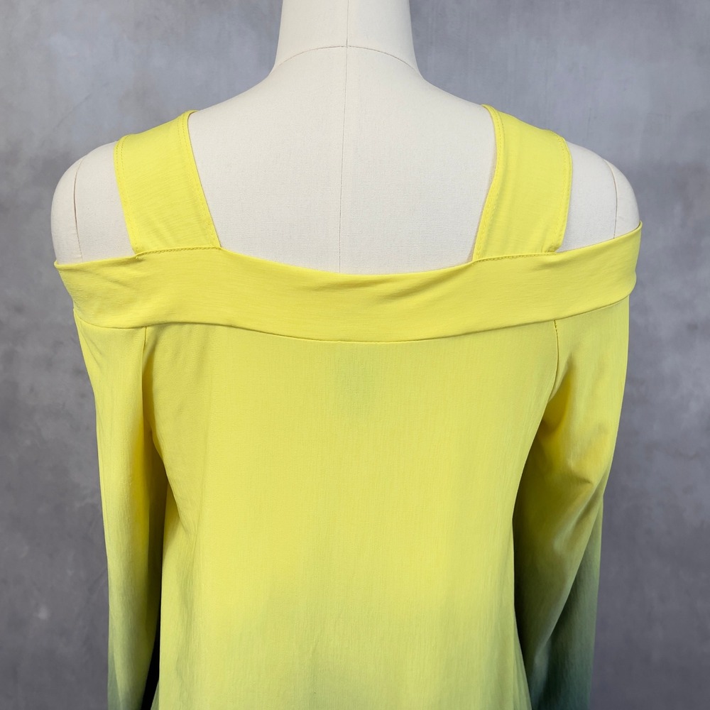 Clara Sun Woo Womens Asymmetrical Tunic Top Medium Ombre Cold Shoulder Artsy - Picture 6 of 12